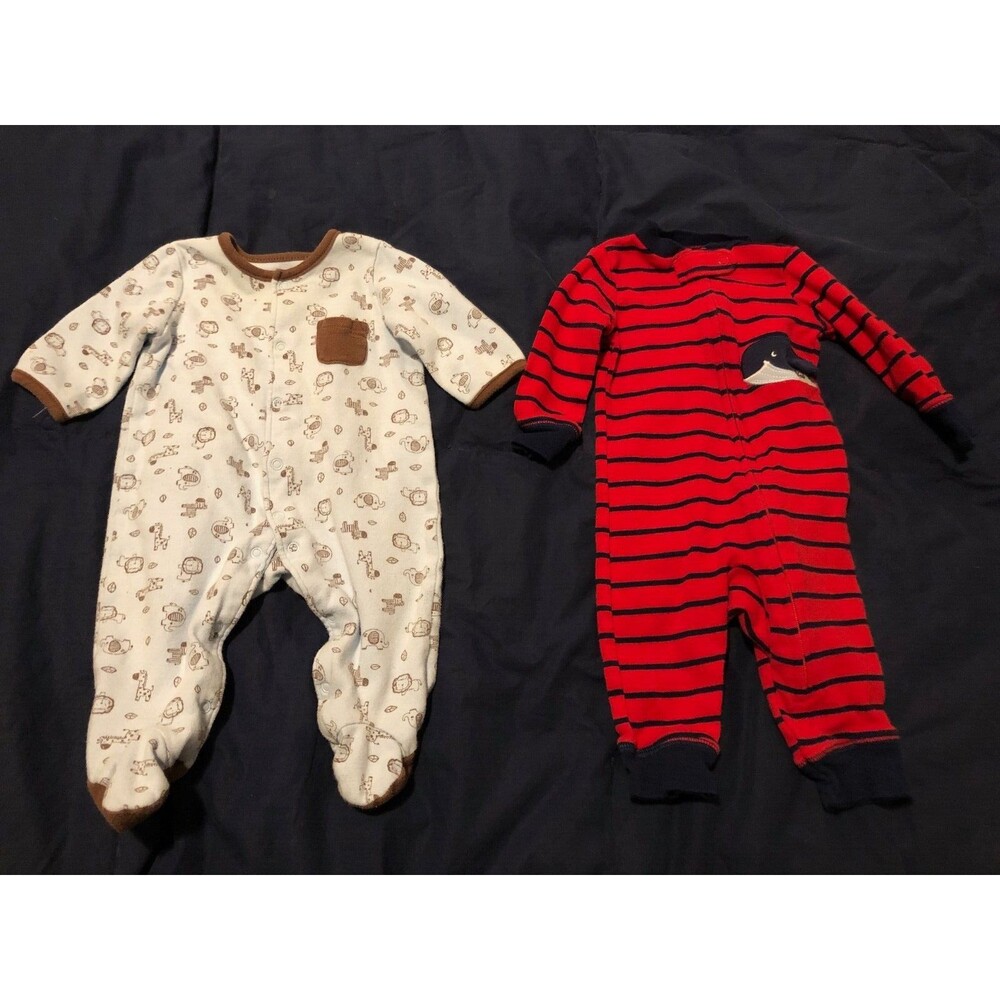 Carter's & Little Me Infant Sleepers‎ Size 3 Months Lot of 2 Pieces